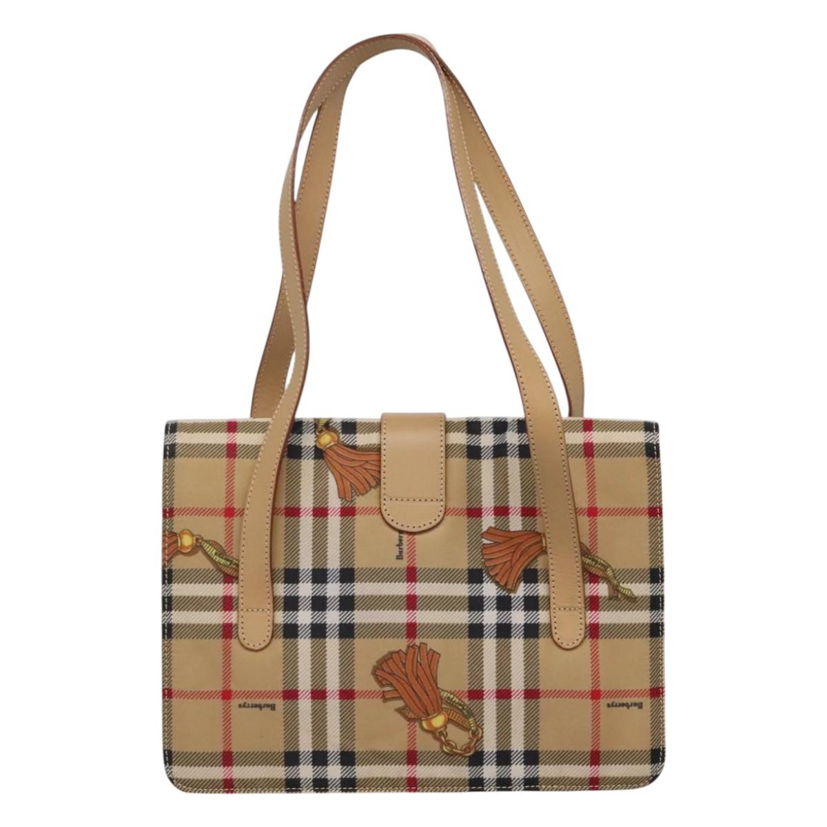 Burberry Nova Check Synthetic Tote Bag Beige