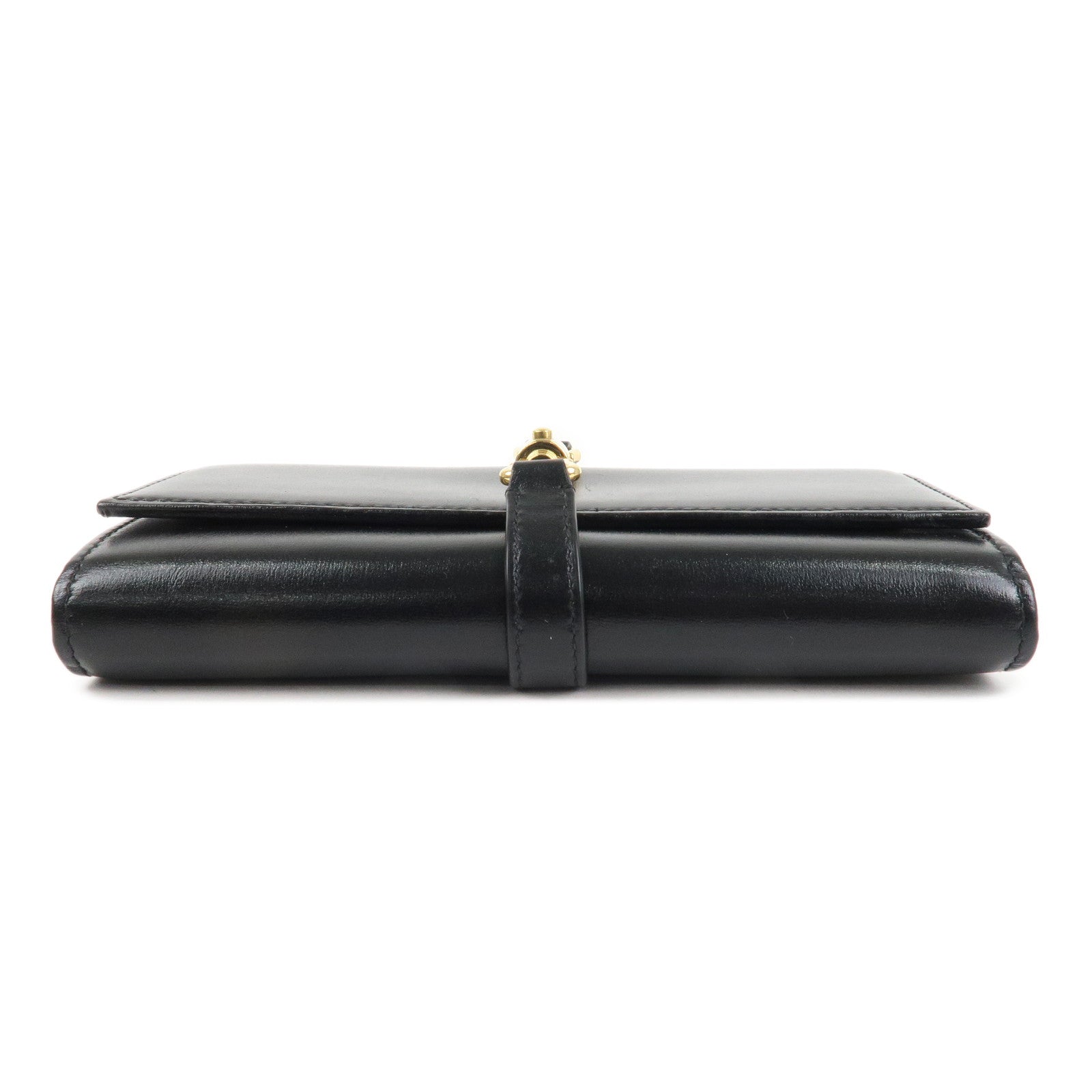 GUCCI Jackie 1961 Leather Chain Wallet WOC Black Gold 652681