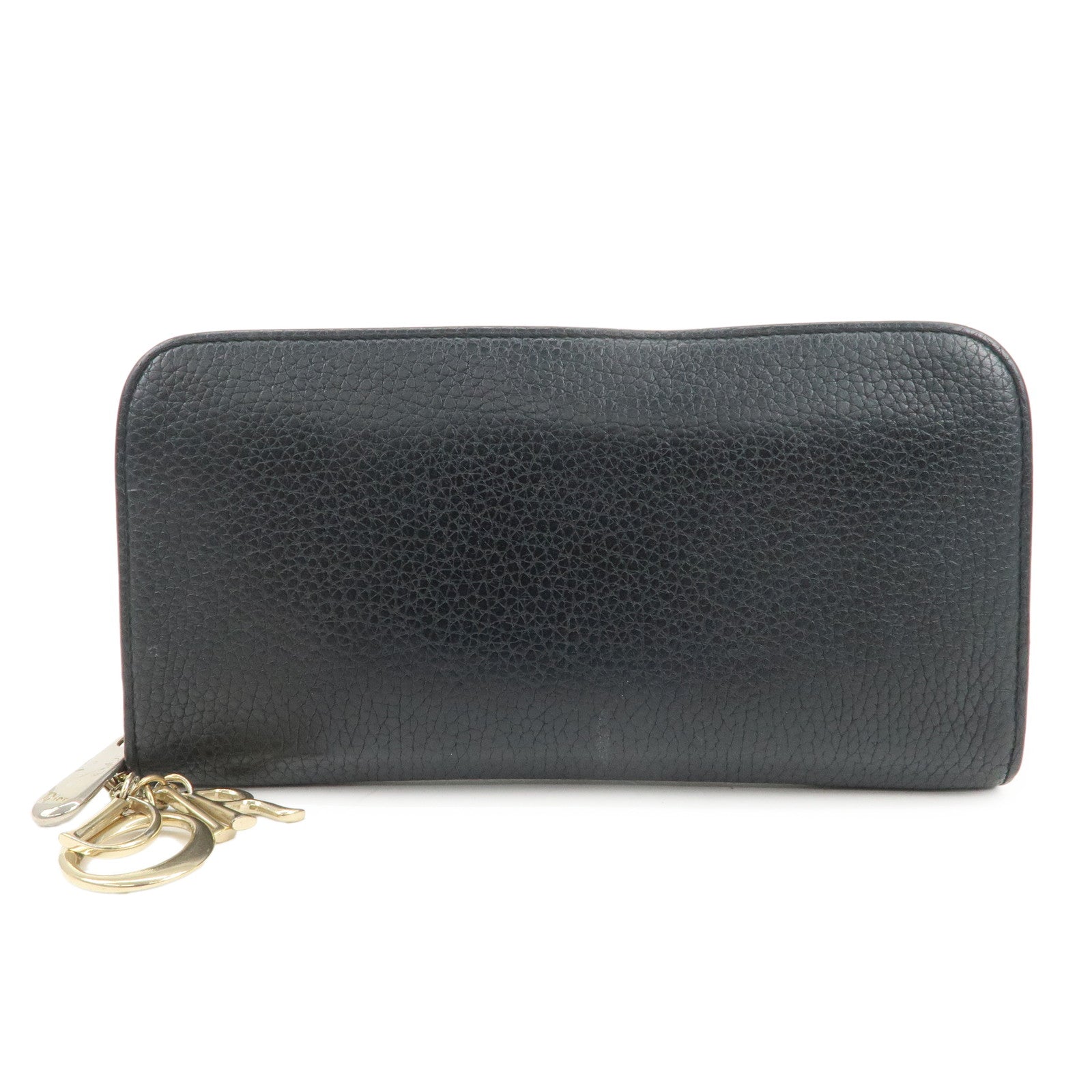 Dior Handbag Christian issimo Round Zippy Long Wallet Black Pink