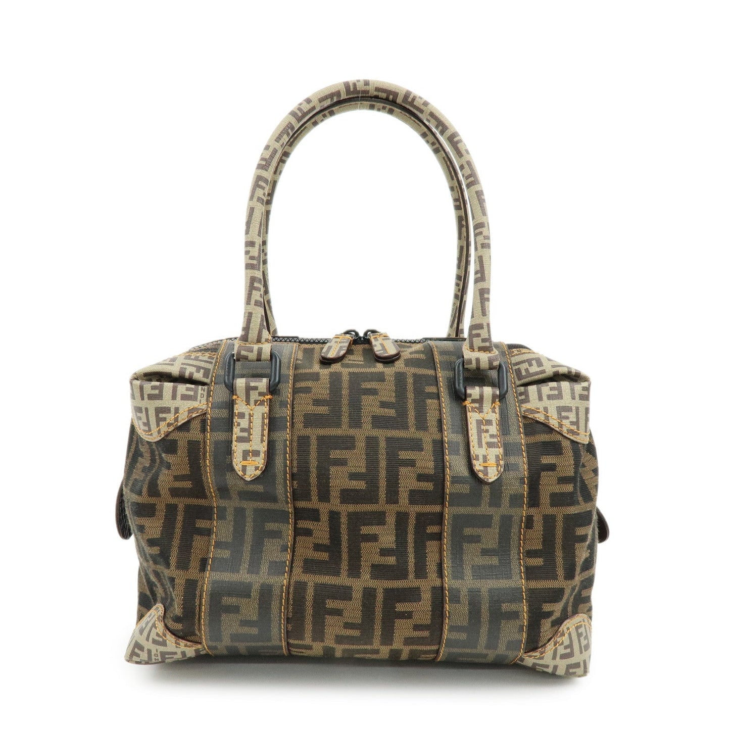 Zucca Zucchino PVC Boston Hand Bag Canvas Brown Handbag