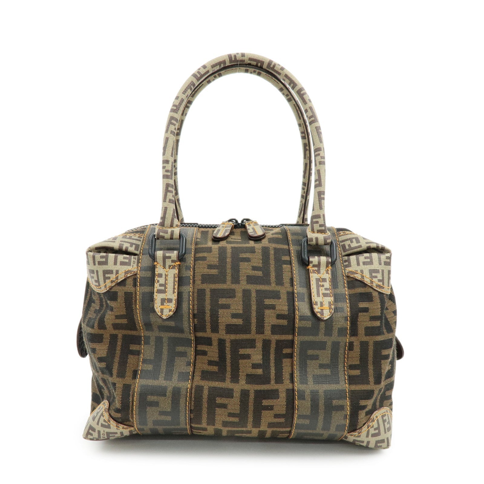 Zucca Zucchino PVC Boston Hand Bag Canvas Brown Handbag