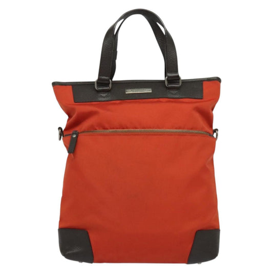 Burberry Label Tote Bag Leather Canvas Black