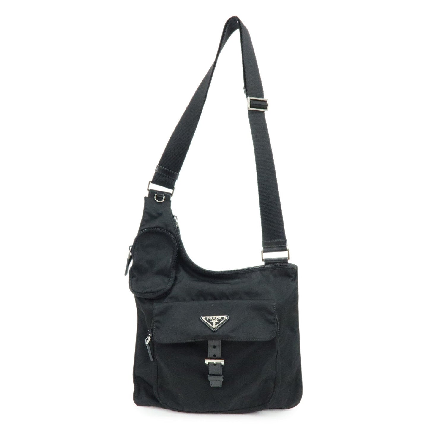 Crossbody Bag Triangle Shoulder Bag 5 Leather Nylon Black