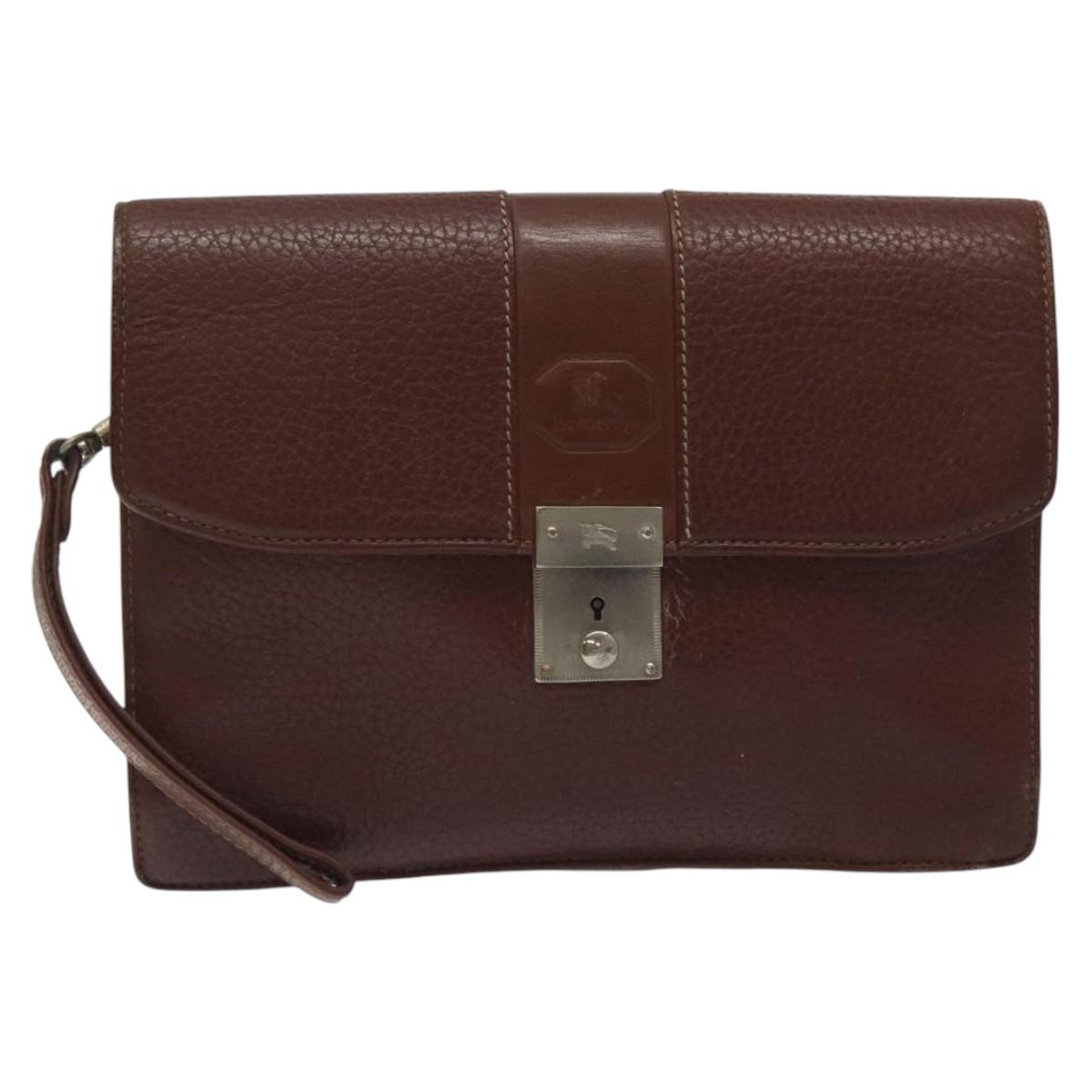 Burberry Clutch Bag Leather Brown