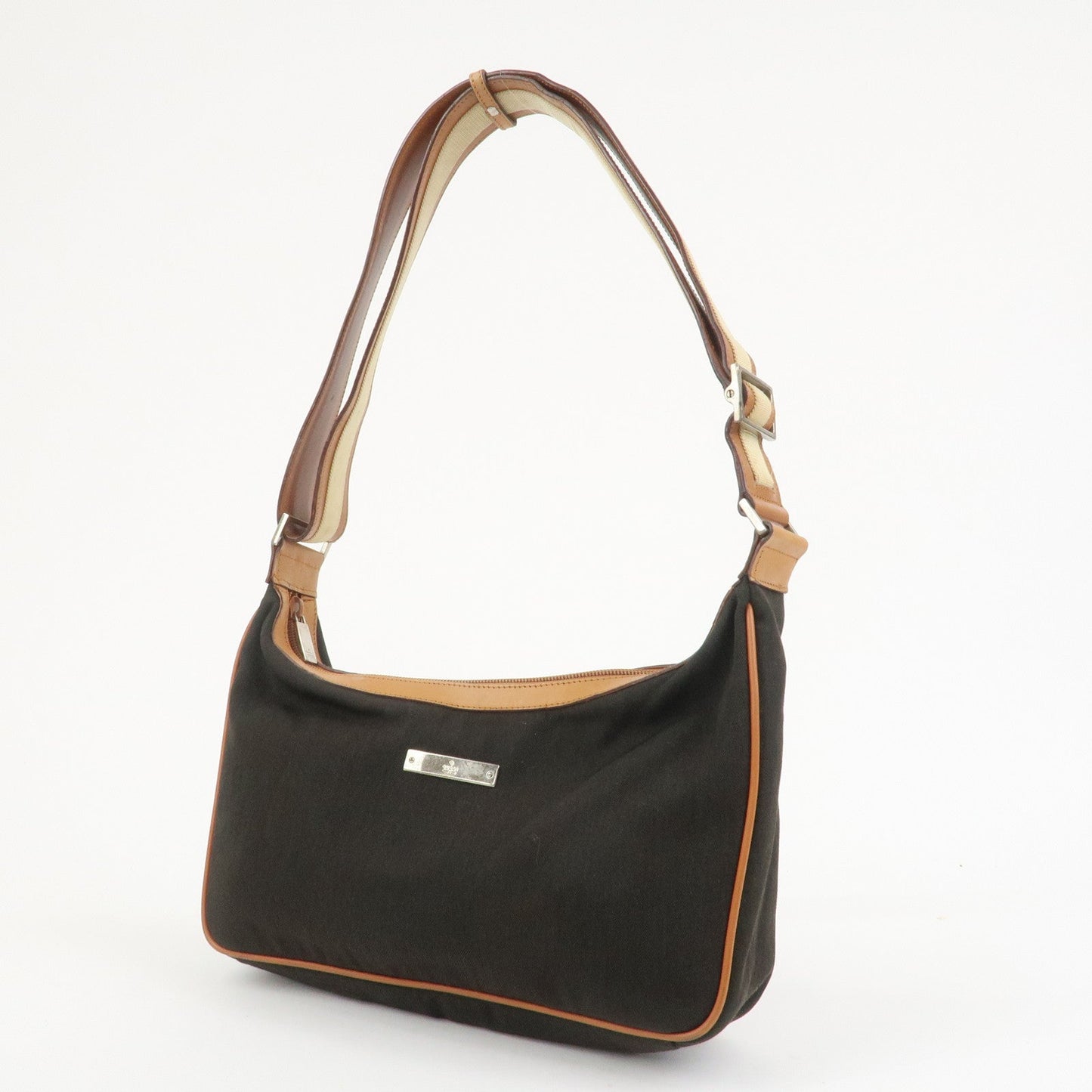 GUCCI Canvas Leather Shoulder Bag Hand Bag Dark Brown 019?0460