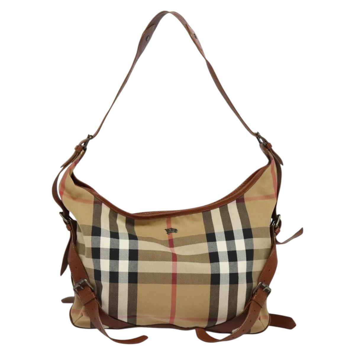 Burberry Ho Check Shoulder Bag Canvas Brown