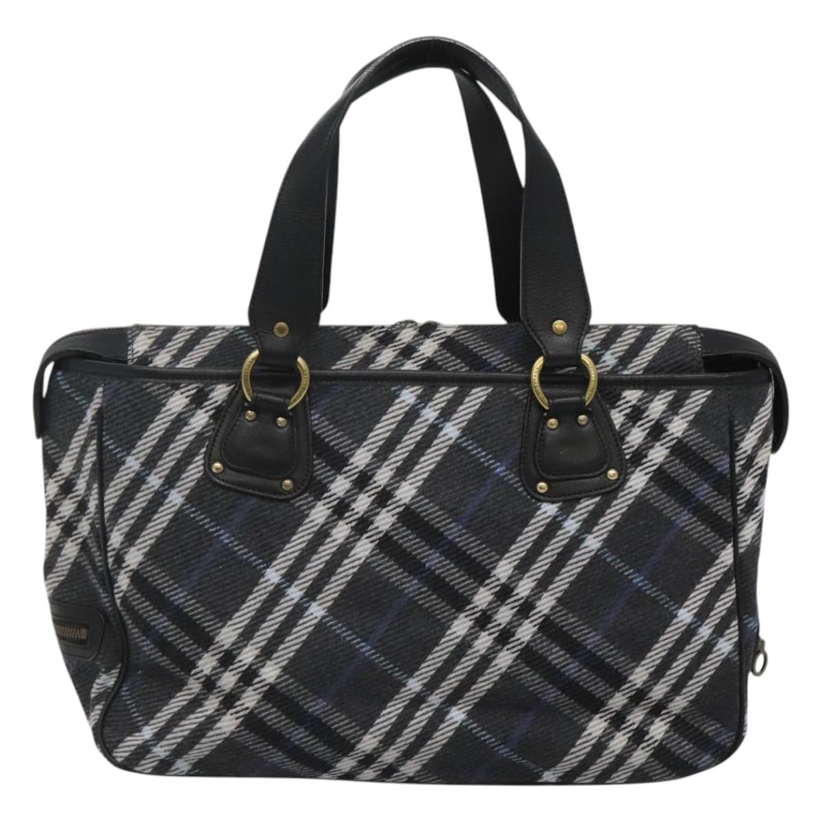 Burberry Label Wool Tote Bag Blue
