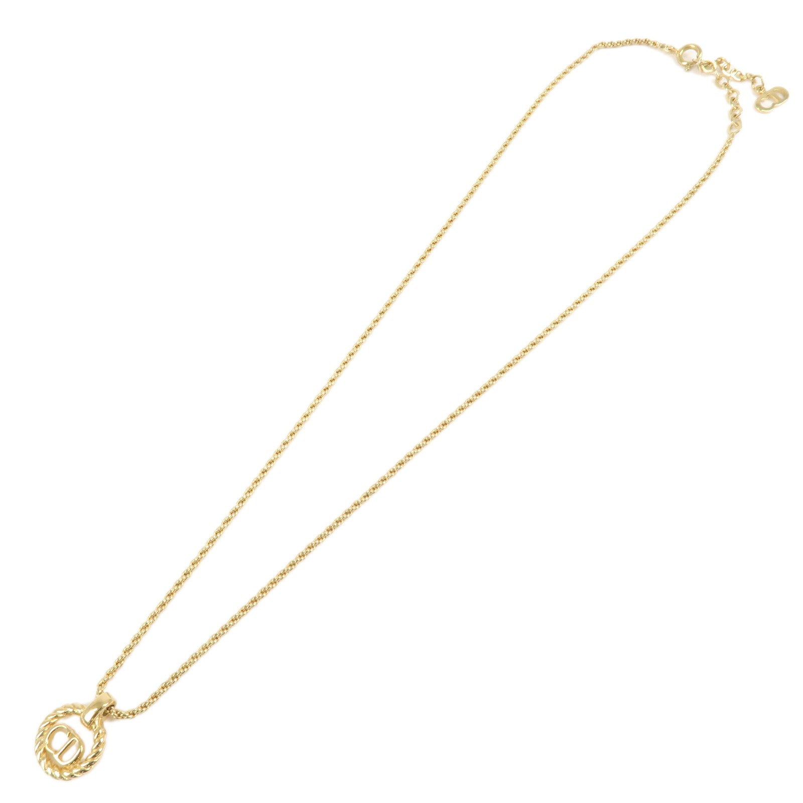 Dior Handbag Christian Tone Pendant Necklace Metal Gold Logo Jewelry
