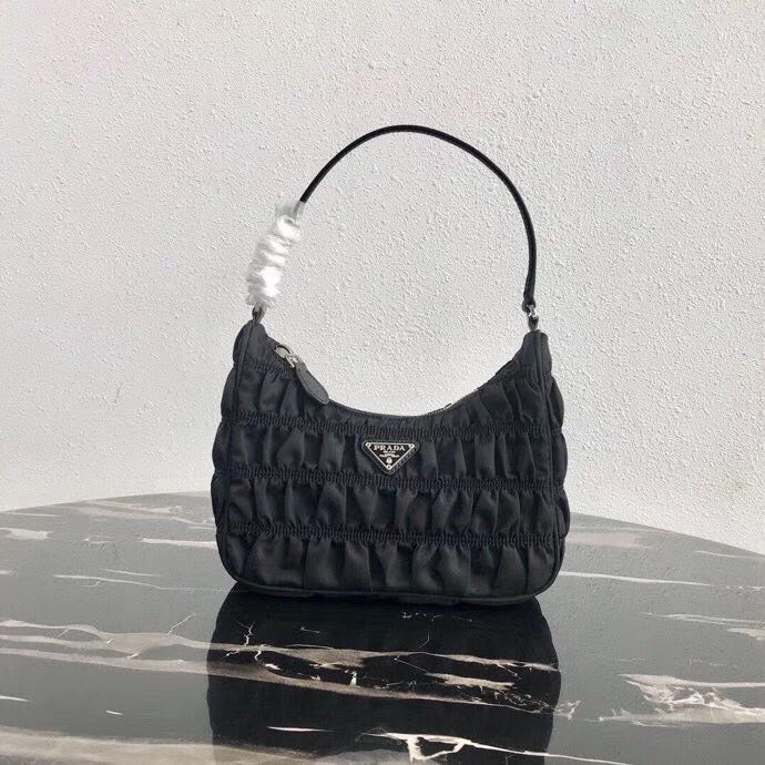 Prada Hobo Bag In Nylon Black Mini Shoulder Bag