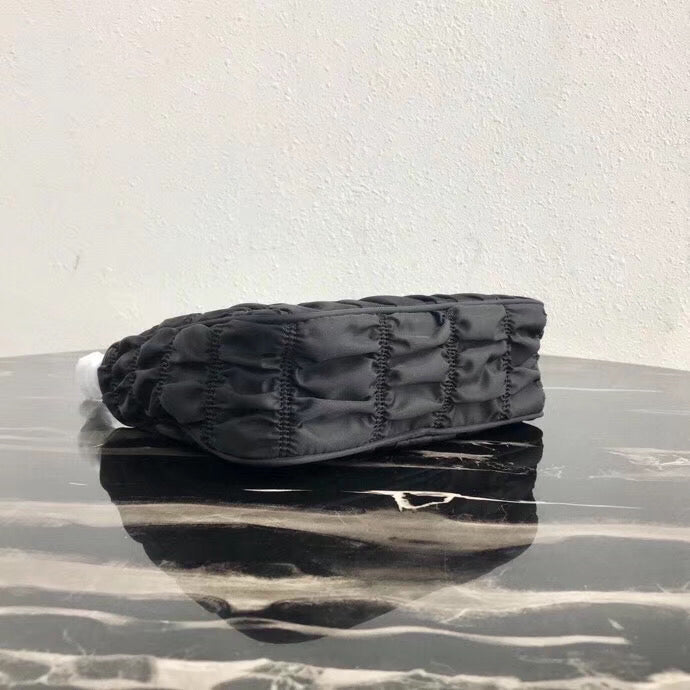Prada Hobo Bag In Nylon Black Mini Shoulder Bag