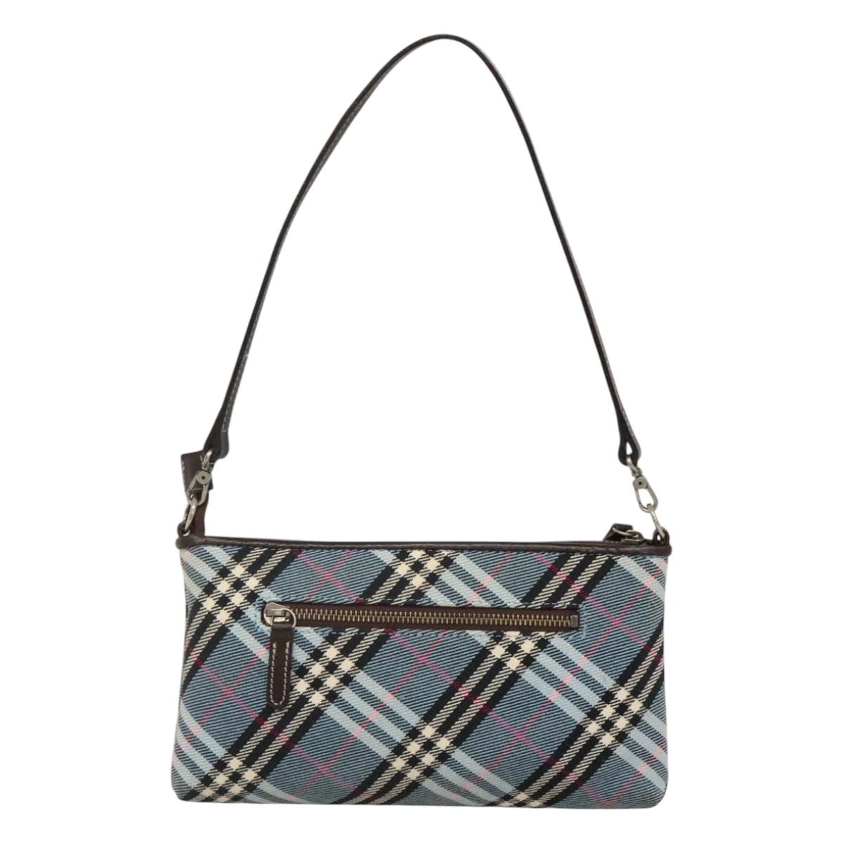 Burberry Label Shoulder Bag Canvas Blue