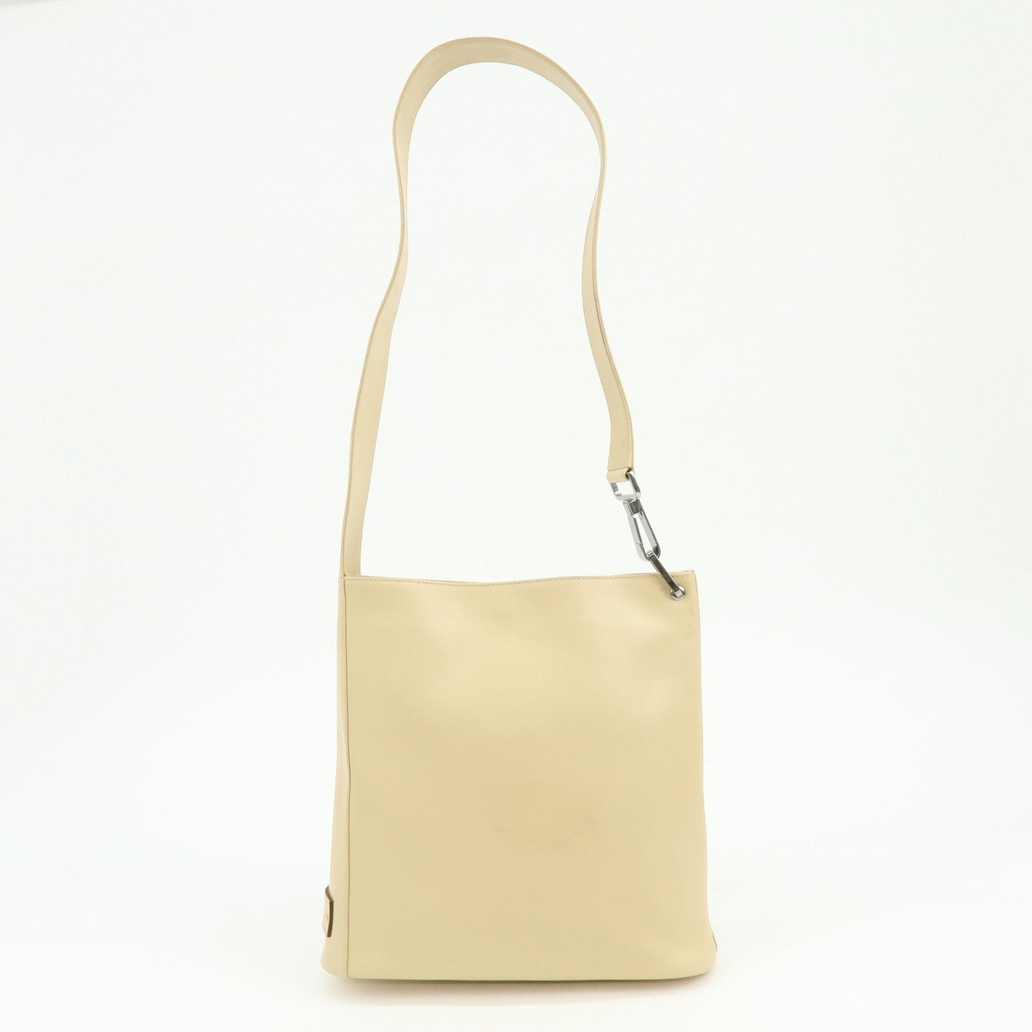 GUCCI Logo Leather Shoulder Bag Hand Bag Beige 91761