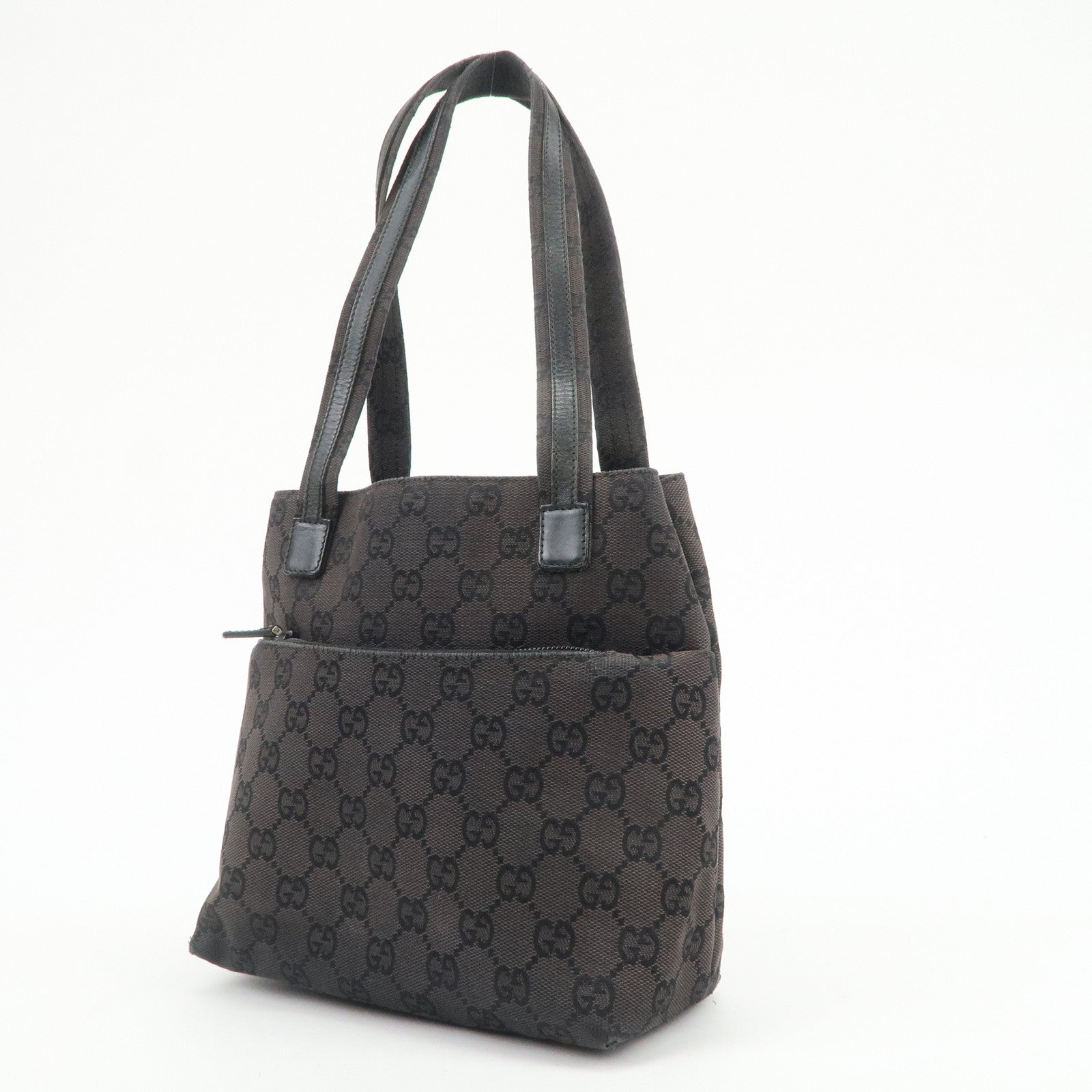 GUCCI GG Canvas Leather Hand Bag Shoulder Bag Dark Brown 002?1075