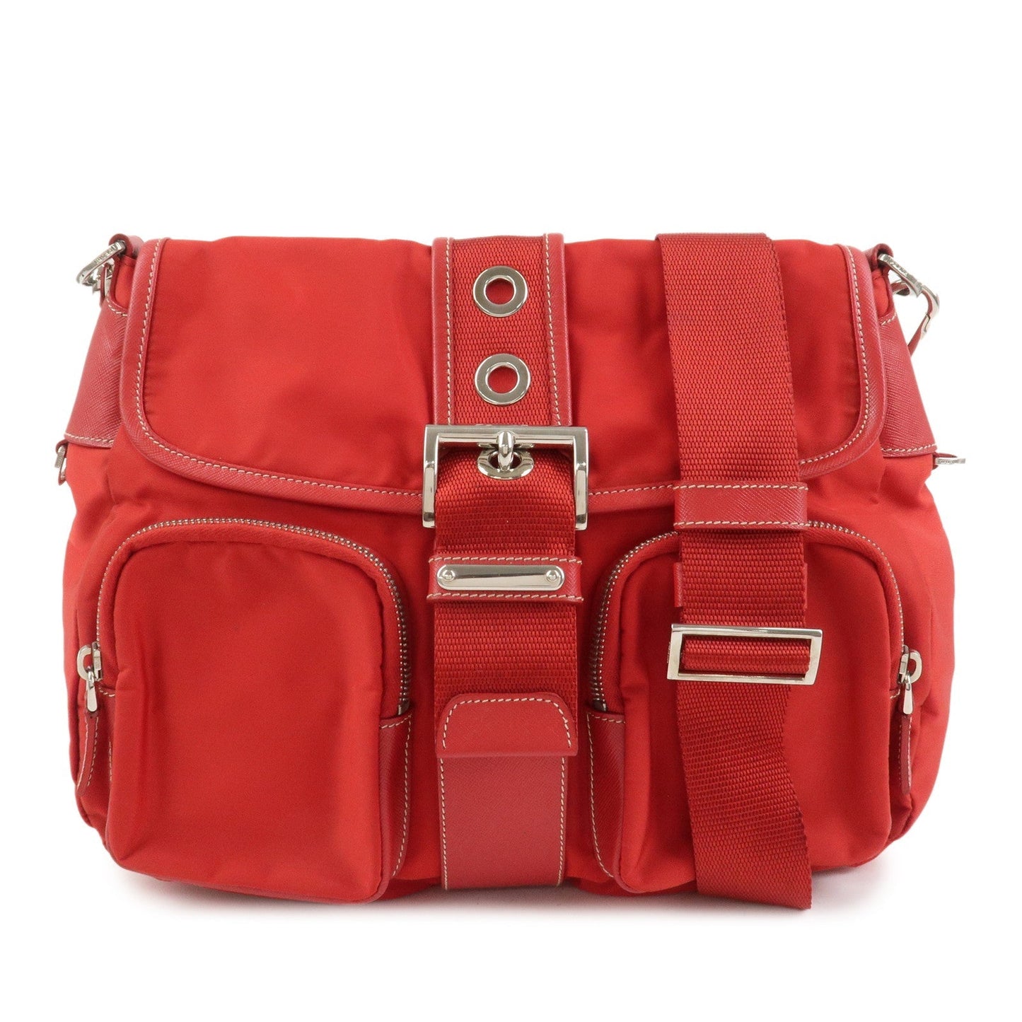 Shoulder Bag Triangle Leather Nylon Saffiano