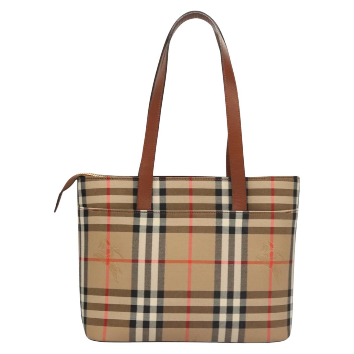 Burberry Nova Check Tote Bag Canvas Beige Tote Bag 130