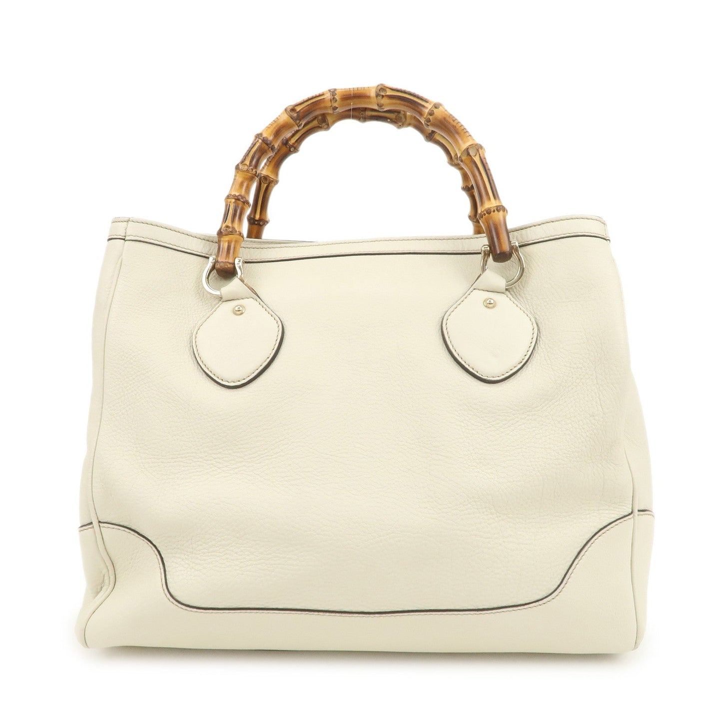 GUCCI Bamboo Leather 2Way Bag Hand Bag Shoulder Bag Ivory 282317