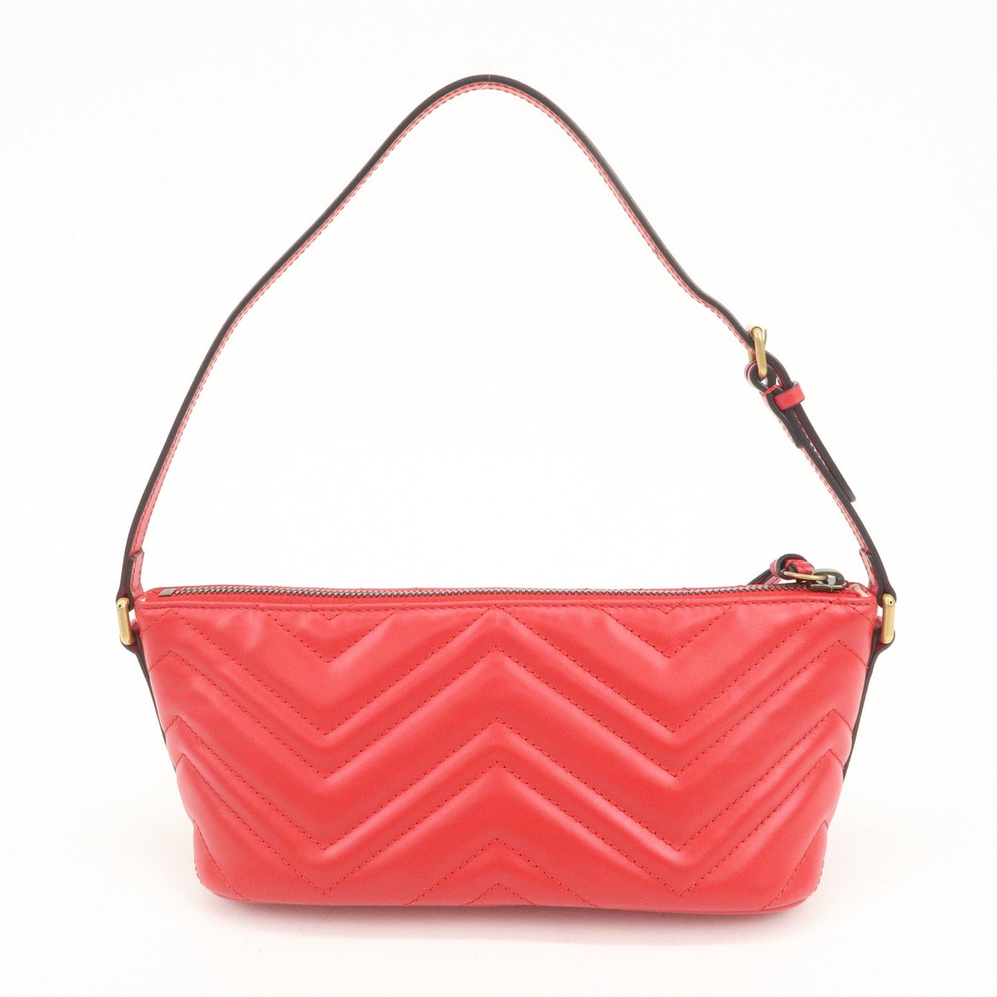 GUCCI GG Marmont Logo Leather Shoulder Bag Hand Bag Red 739166