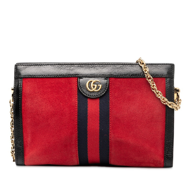 Gucci Ophidia Sheer Line Shoulder Bag Leather Suede