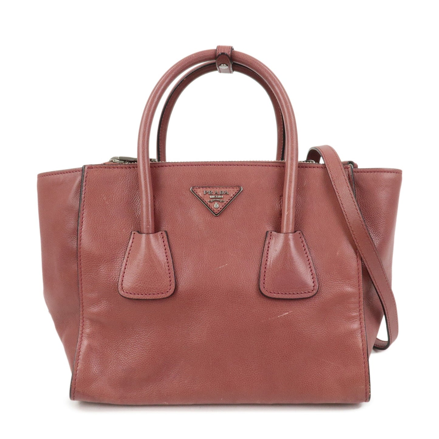 Tote Bag Triangle 2Way Bag Hand Bag Leather Pink Logo