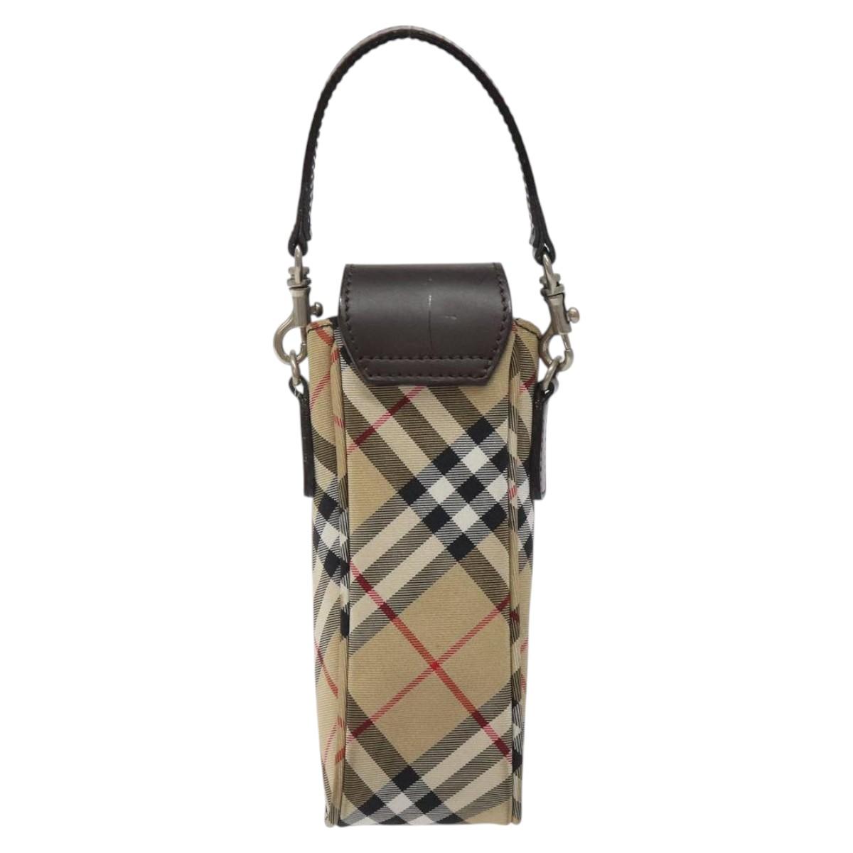 Burberry Label Clutch Bag Nylon Beige Blue