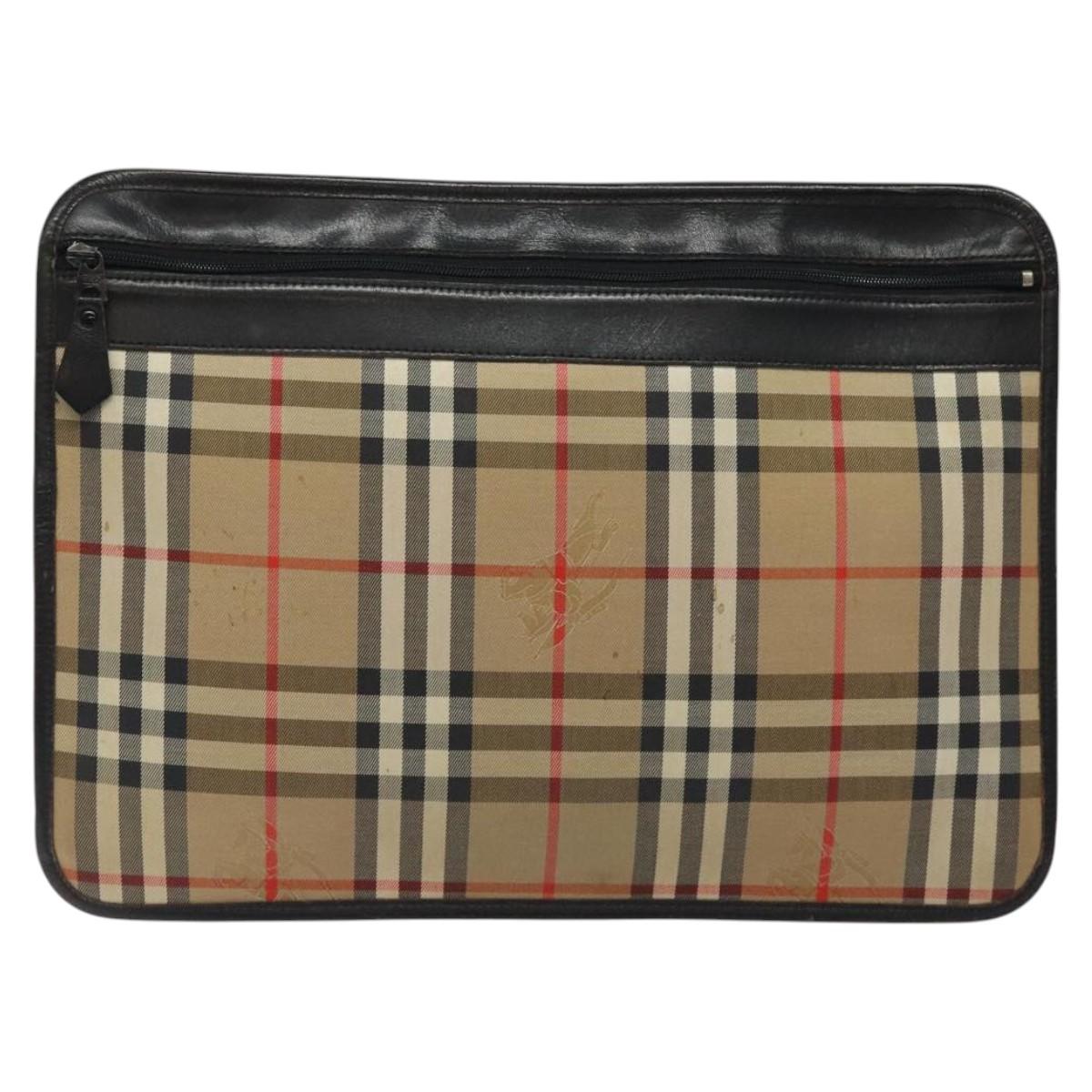 Burberry Nova Check Clutch Bag Canvas Beige Clutch Bag 7