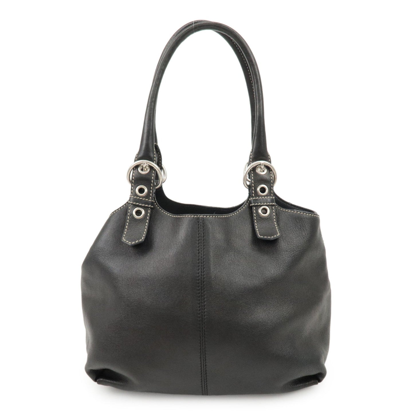 Tote Bag Triangle Hand Bag d Leather Black Logo