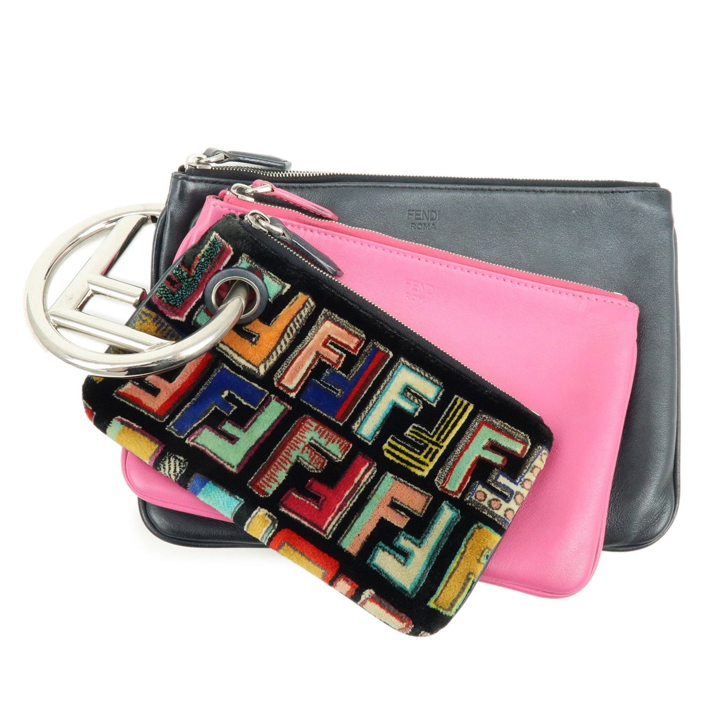Clutch Bag Zuccca F is Velvet Triplette Leather