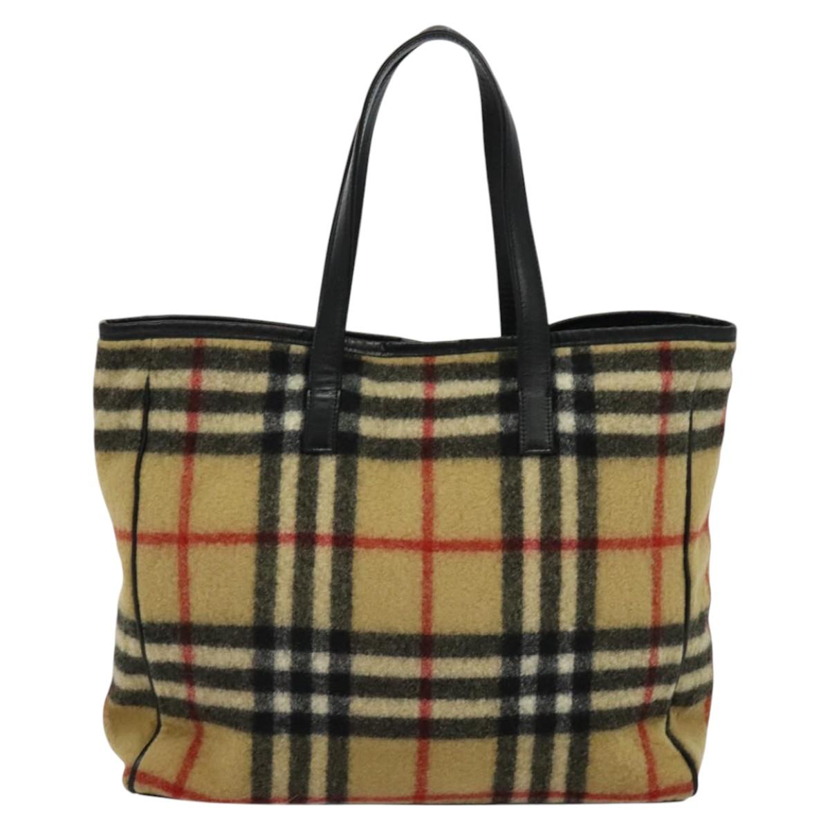 Burberry Nova Check Wool Tote Bag Beige Tote Bag 7