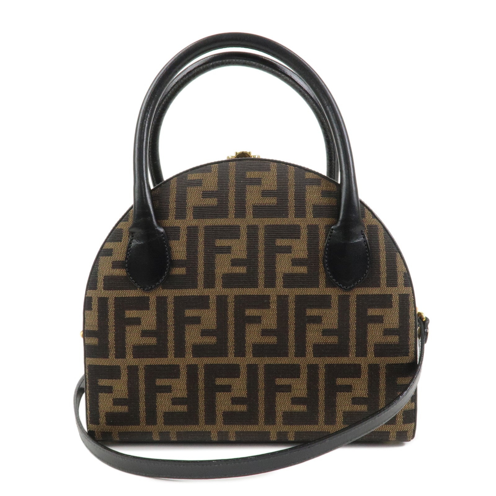 Shoulder Bag Zucca 2Way Hand Bag Leather Canvas Black