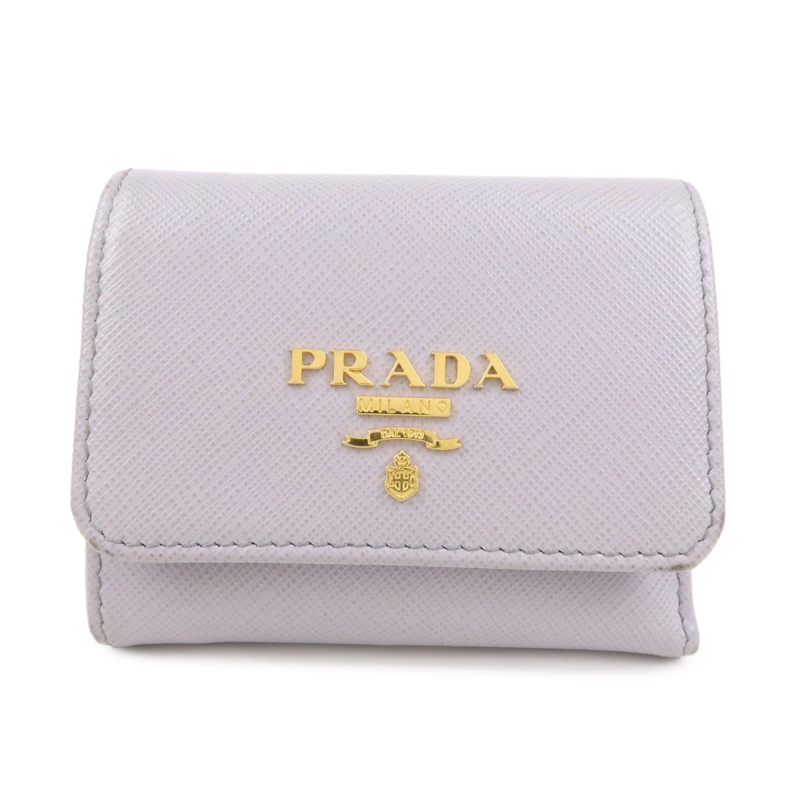 Tri-fold Compact Wallet Light Leather Saffiano Purple Handbag