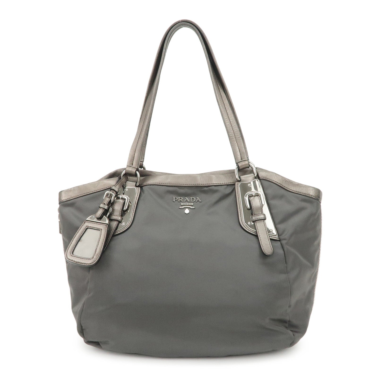 Tote Bag Shoulder Bag Leather Nylon Gray