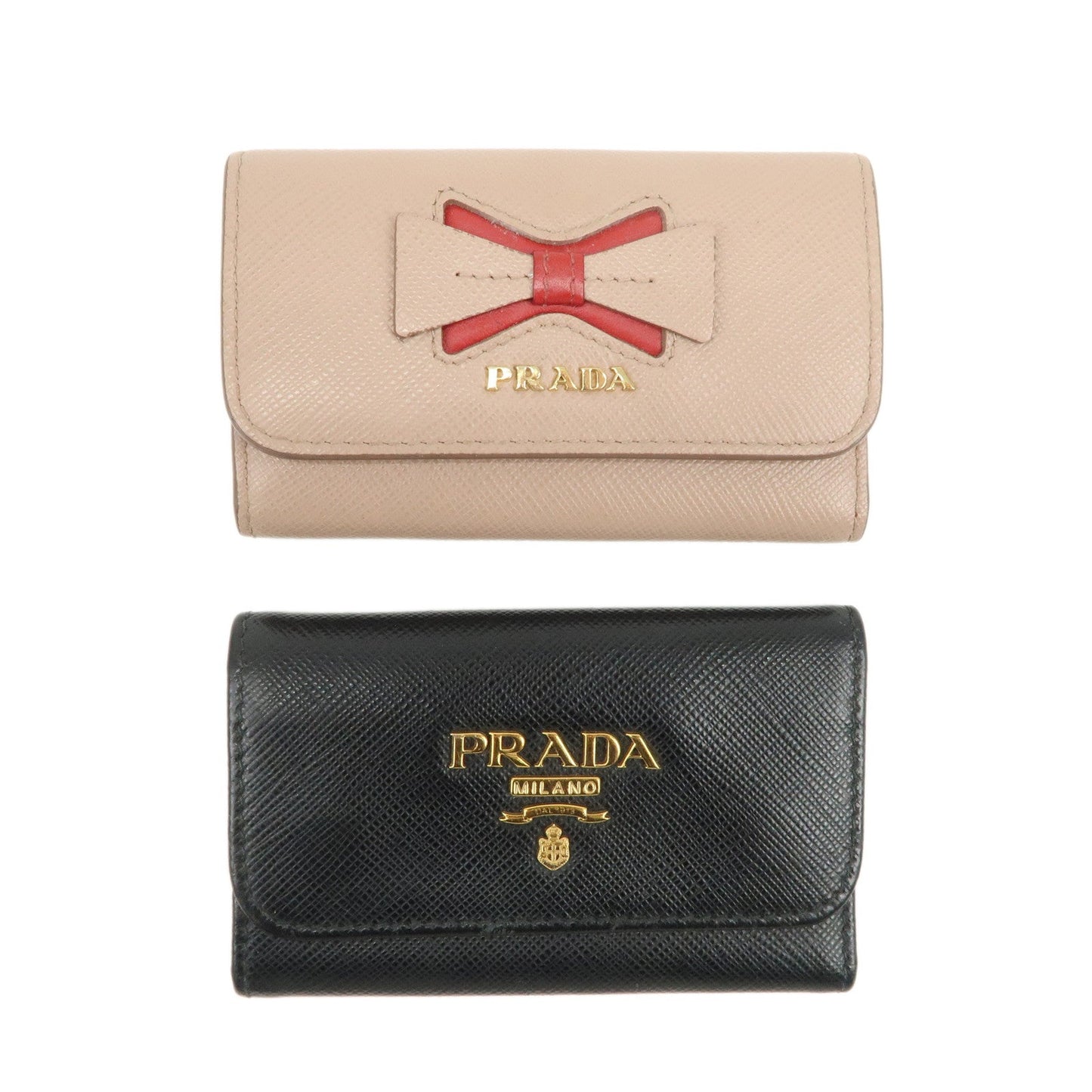 Key Set Of 2 s Leather Black Beige Key Chain