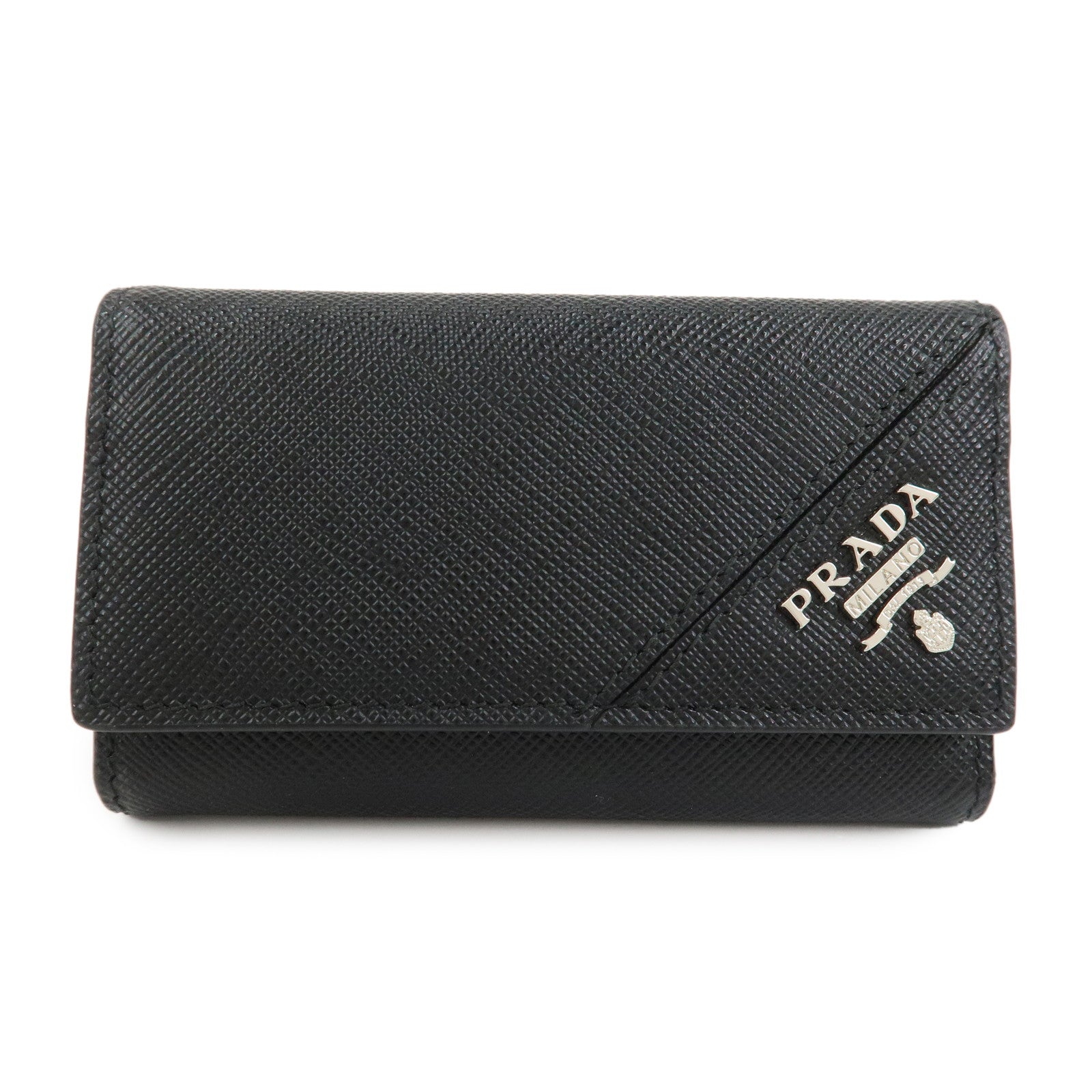 6 Rings Key Case Leather Saffiano Black Jewelry