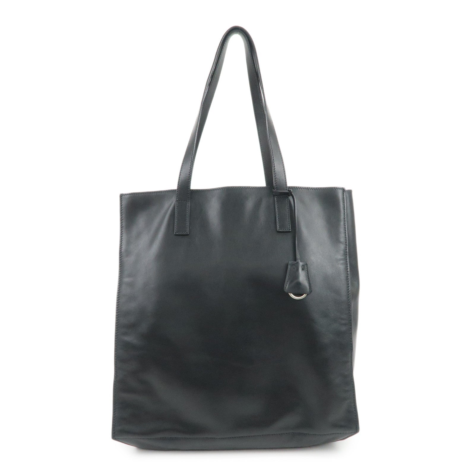 Tote Bag Triangle Hand Bag Leather Black Logo