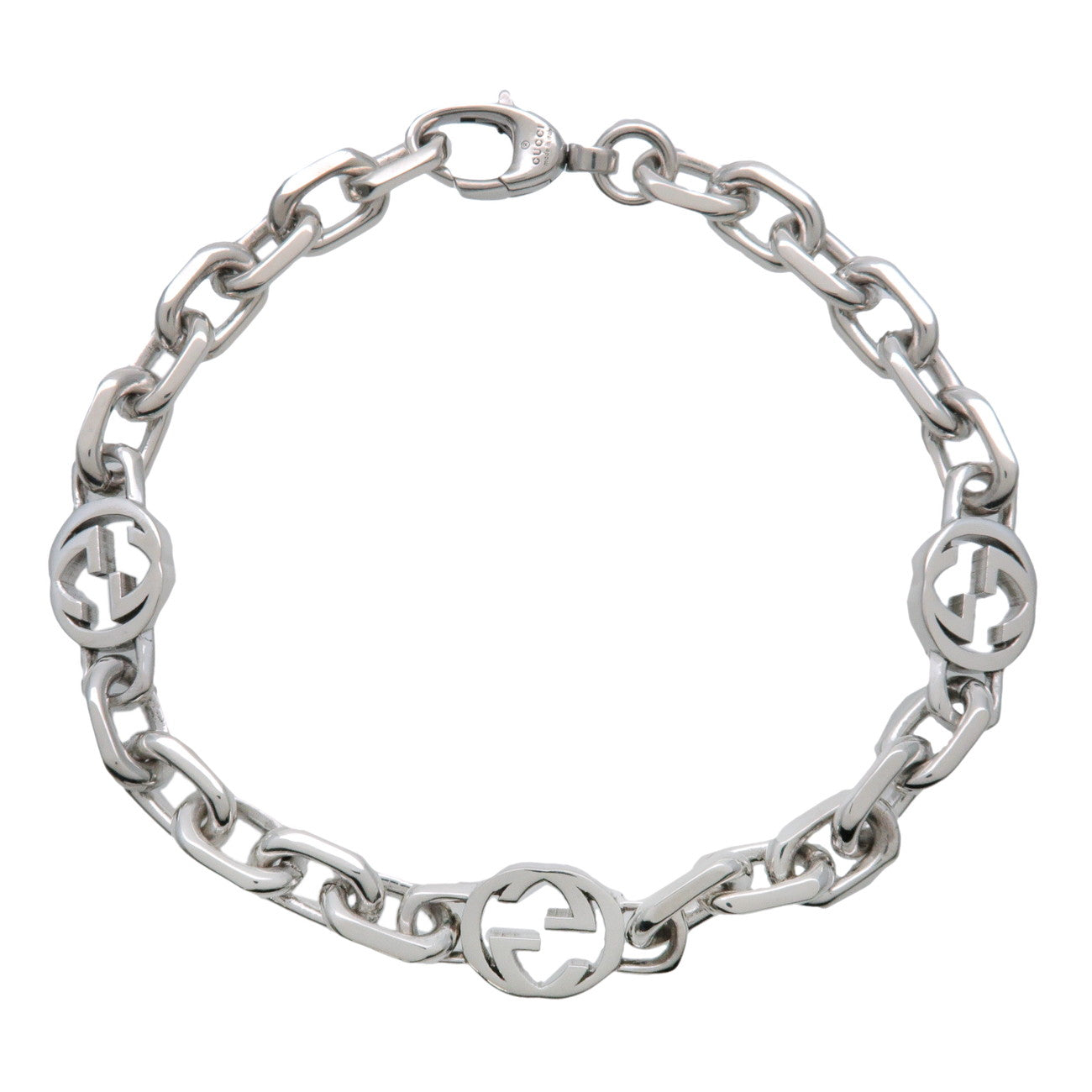 GUCCI Interlocking G Chain Bracelet #18 SV925 Silver 620798