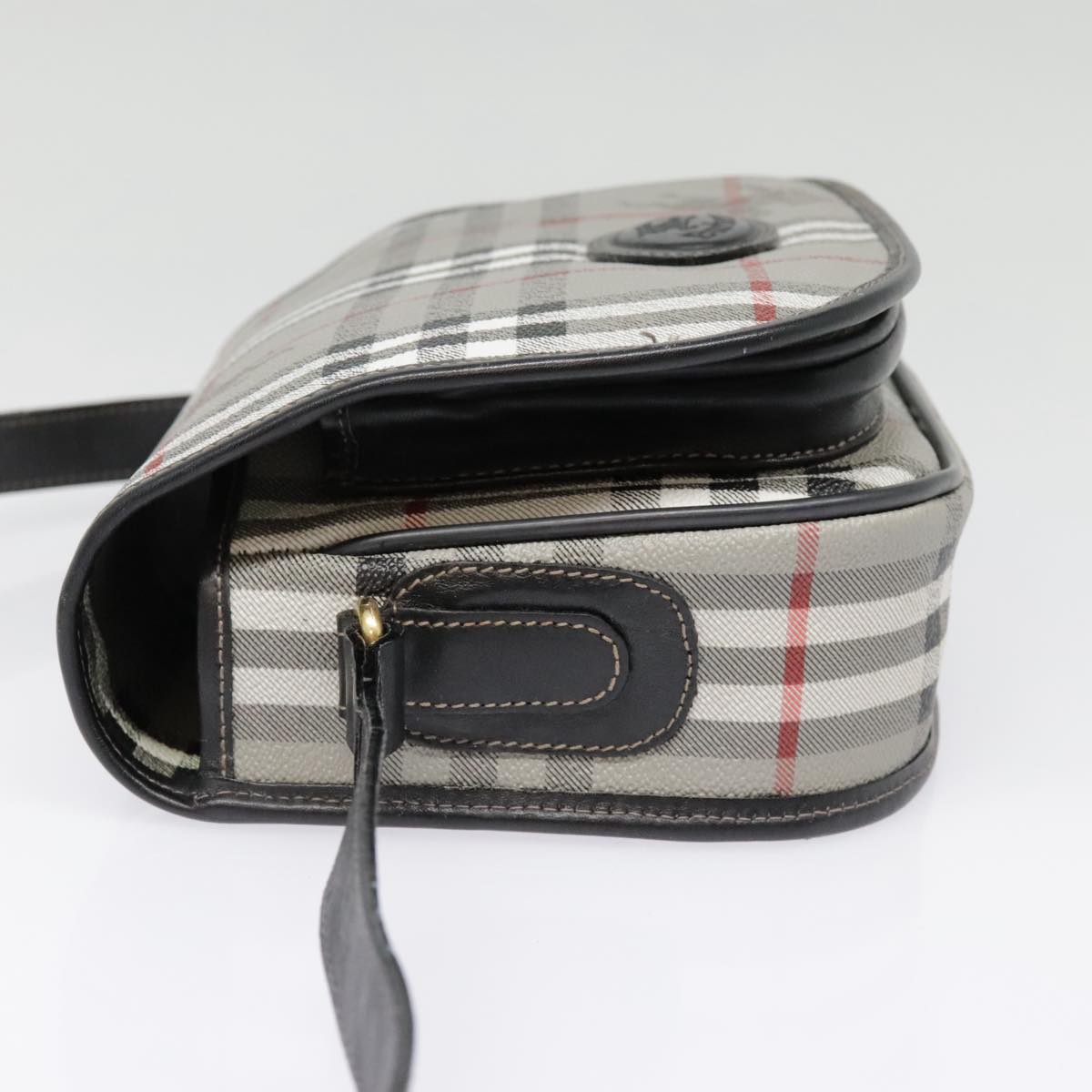 Burberry Nova Check Grey Shoulder Bag Leather Gray