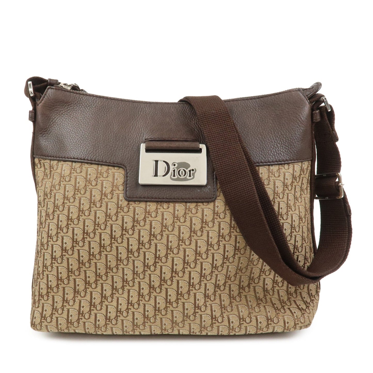 Dior Shoulder Bag Christian Street Chic Trotter 2 Leather Canvas