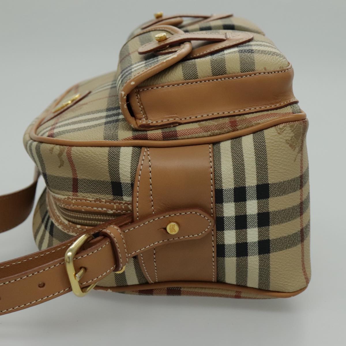 Burberry Nova Check Shoulder Bag Canvas Beige Shoulder Bag 68