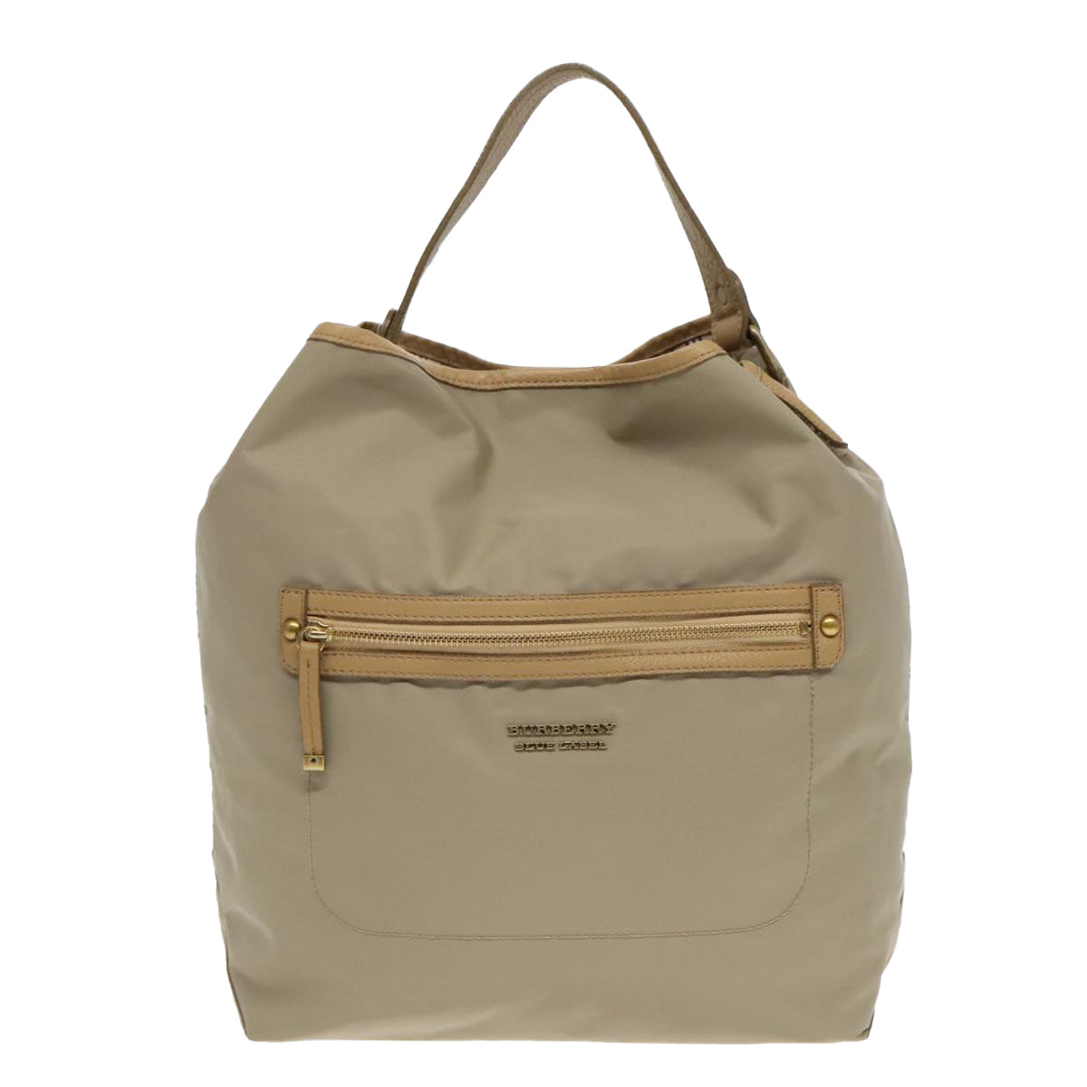 Burberry Label Shoulder Bag Canvas Beige Blue