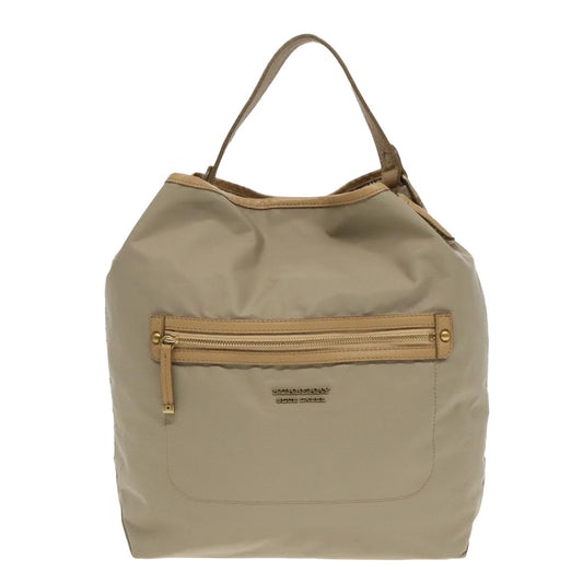 Burberry Label Shoulder Bag Canvas Beige Blue