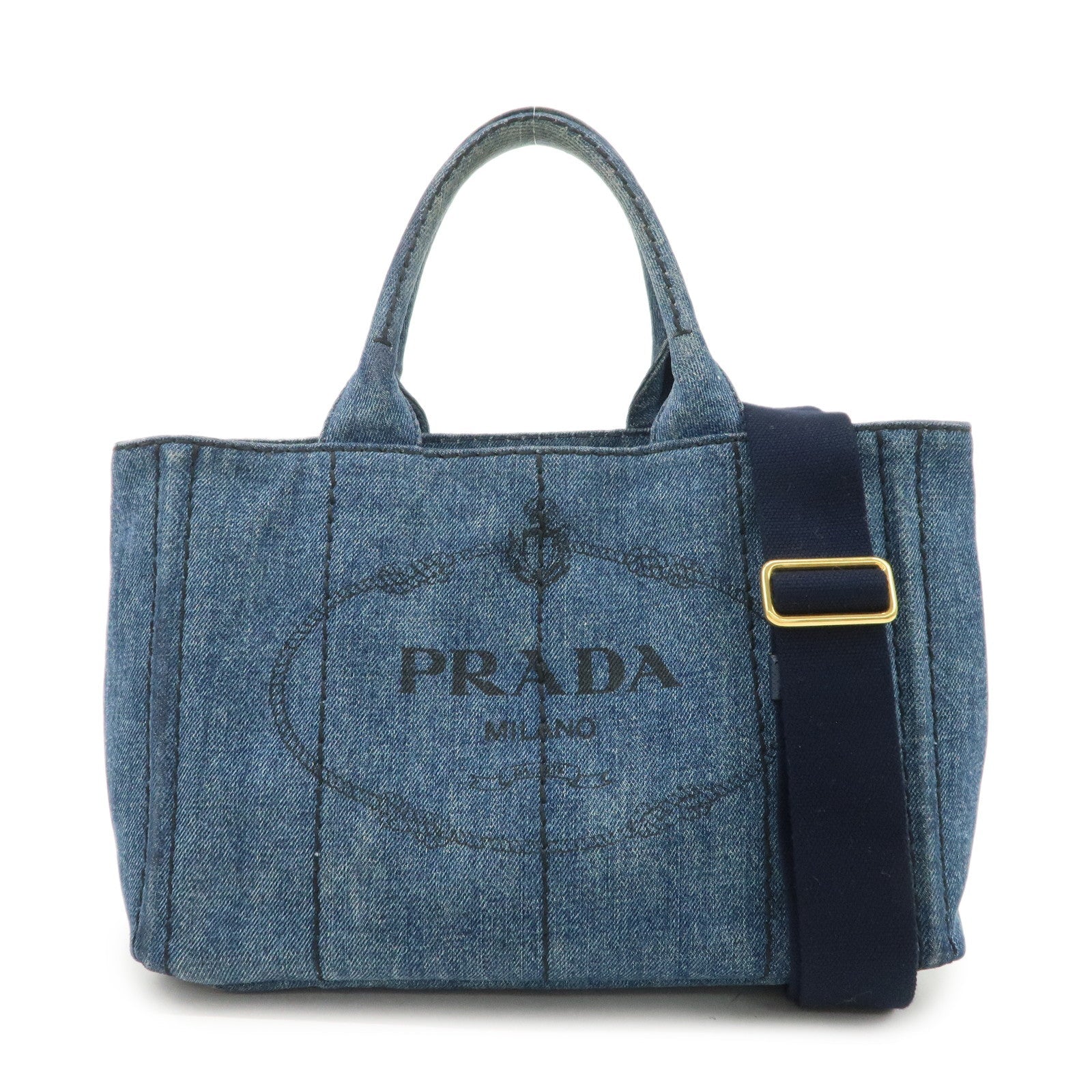 Tote Bag Canapa 2Way Hand Bag d Denim Navy Mini