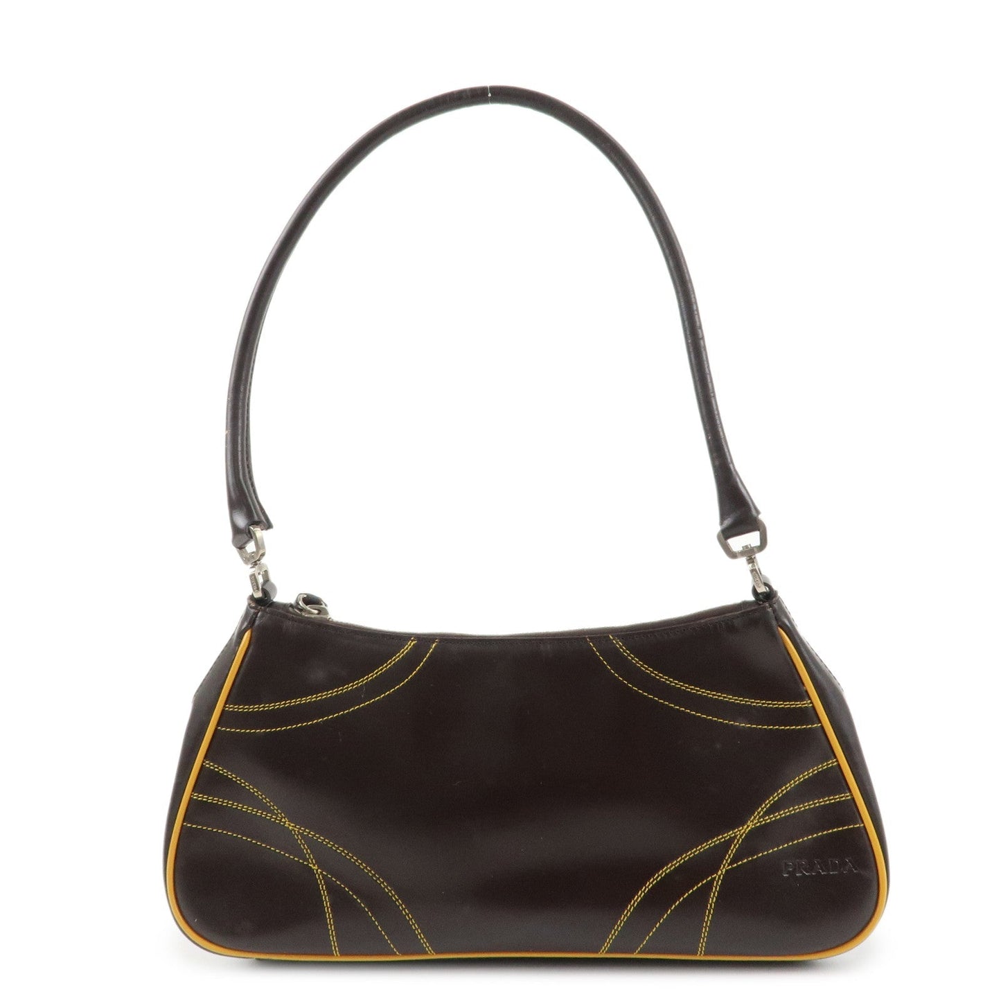 Shoulder Bag Hand Bag d Leather Brown Yellow