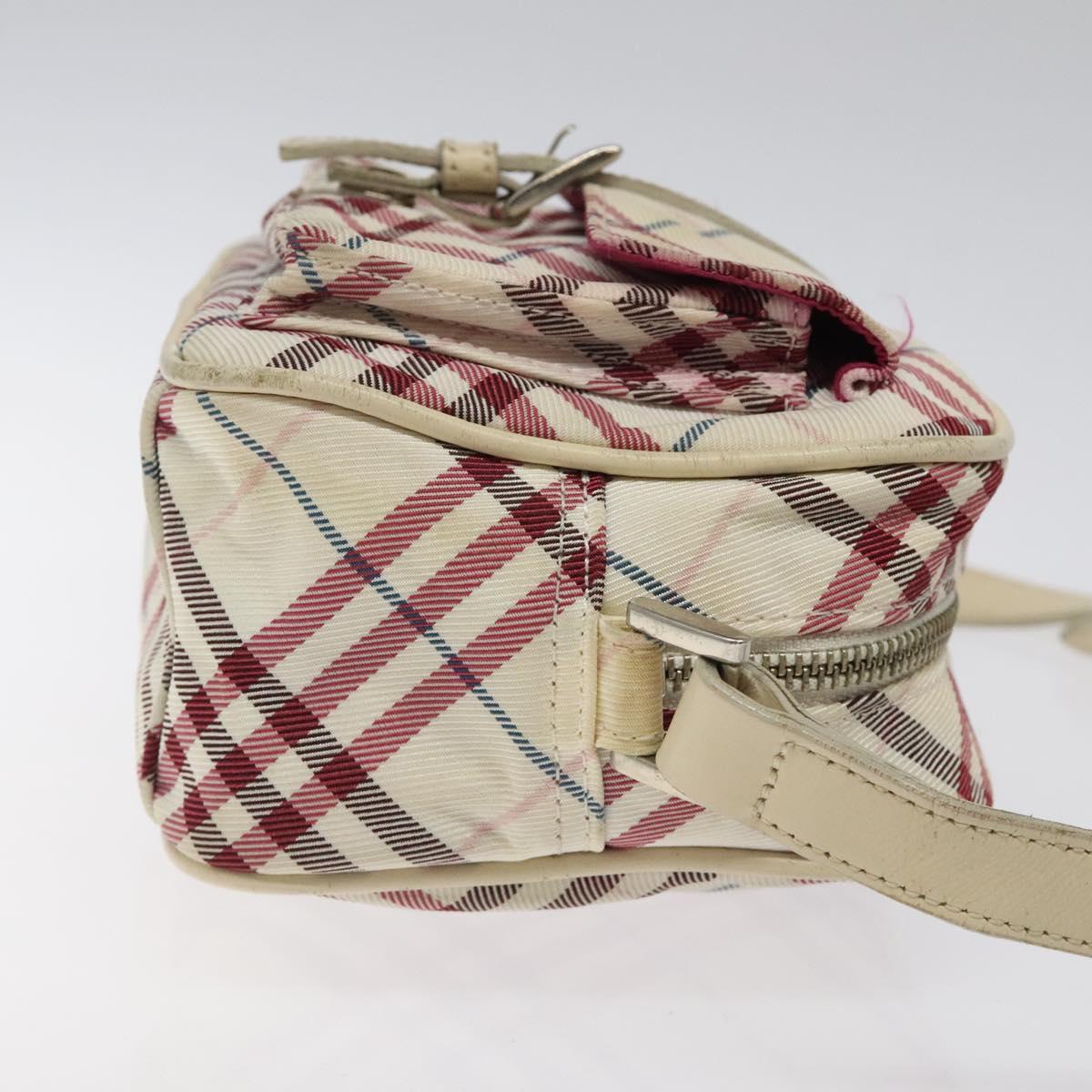 Burberry Label Shoulder Bag Nylon Beige Blue Nylon Shoulder Bag