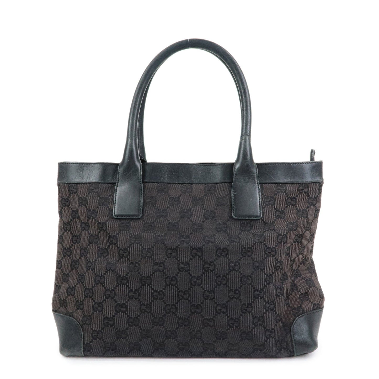 GUCCI GG Canvas Leather Tote Bag Hand Bag Black 002?1119?1705