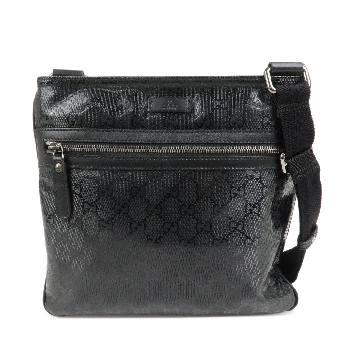 GUCCI GG Imprime Monogram PVC Shoulder Bag Cross Body Bag Black 295257
