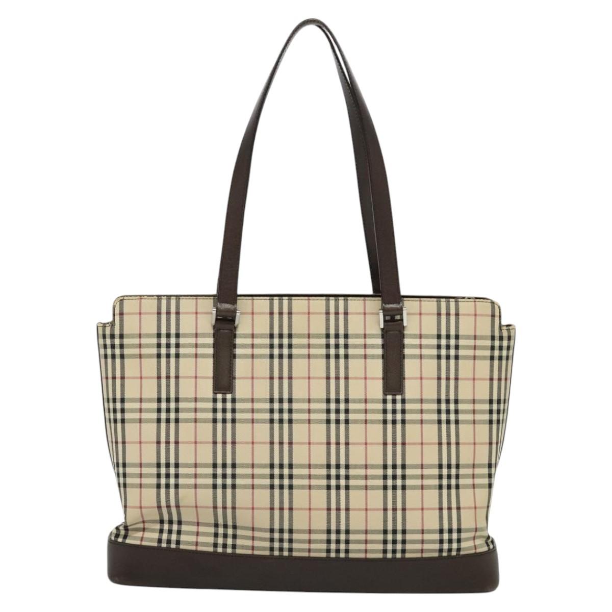 Burberry Nova Check Tote Bag Canvas Beige Tote Bag 143