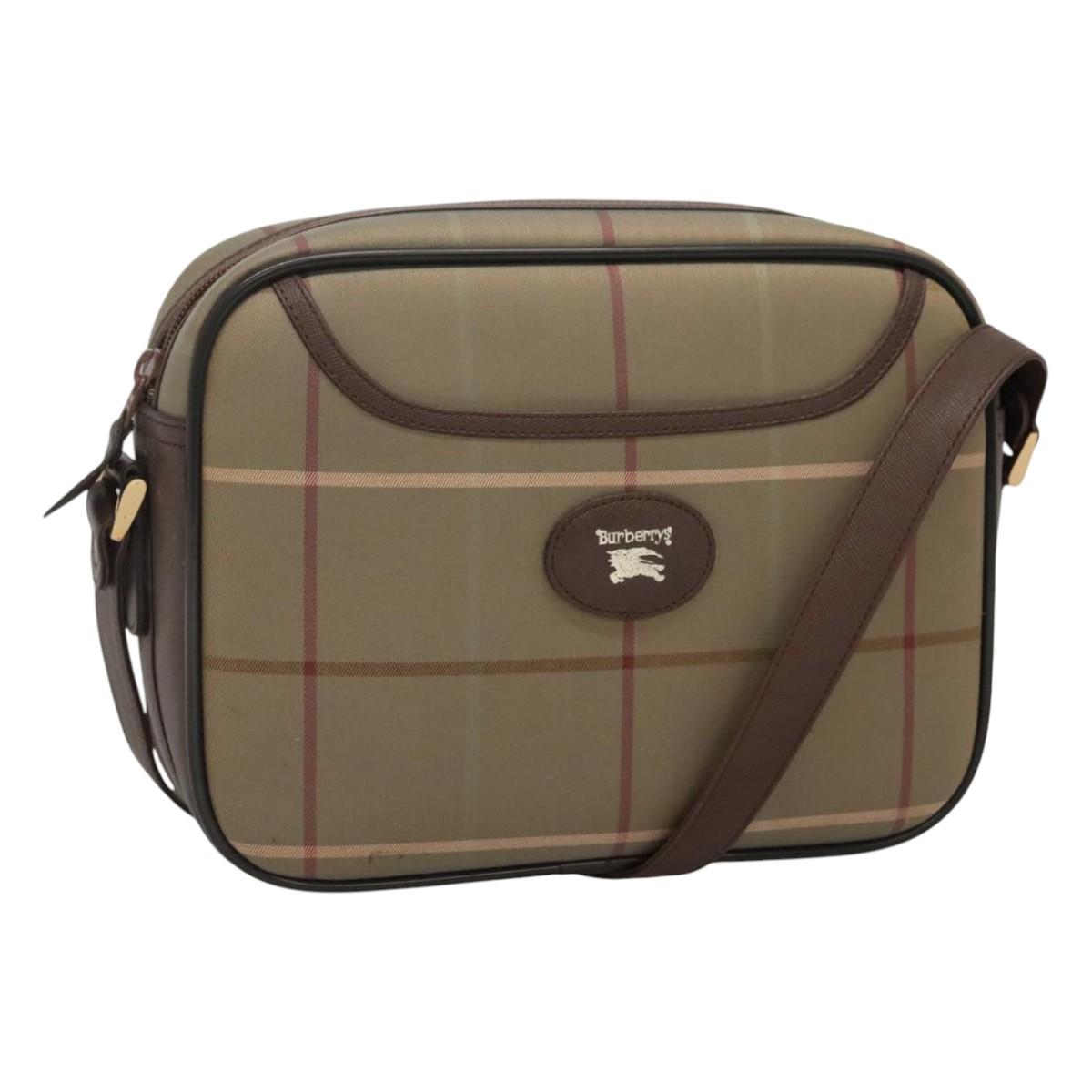 Burberry Check Shoulder Bag Canvas Beige