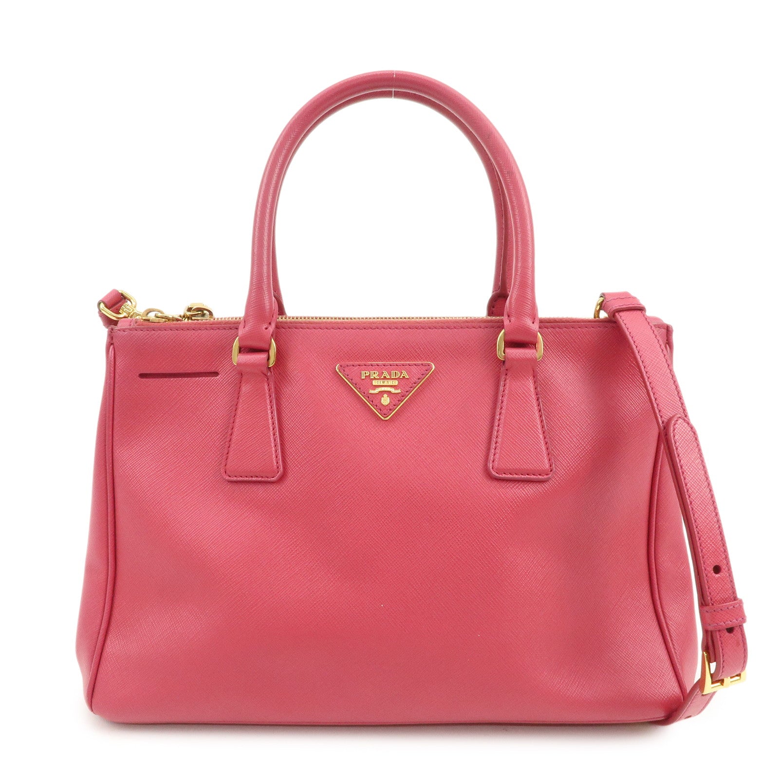 Triangle 2Way Bag Hand Bag 2 Leather Saffiano Pink Handbag