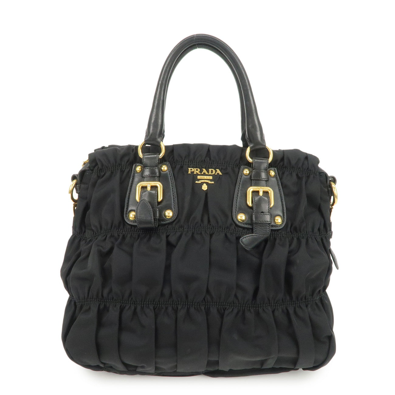 Shoulder Bag 2Way Hand Bag Leather Nylon Black