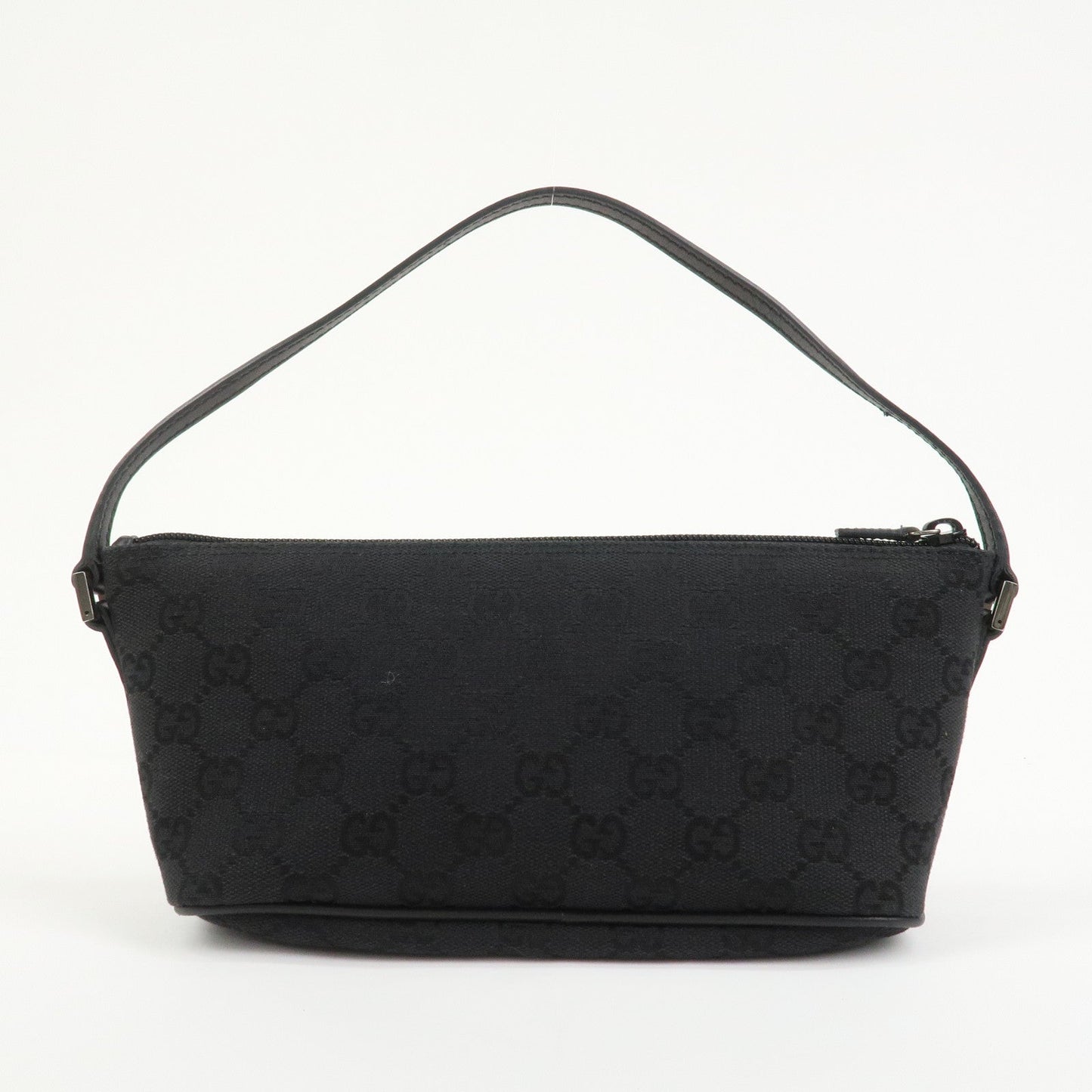 GUCCI Boat Bag GG Canvas Leather Hand Bag Black 07198